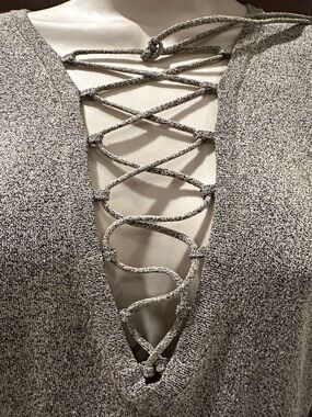 IRO KNIT LACE UP V NECK TOP SIZE M